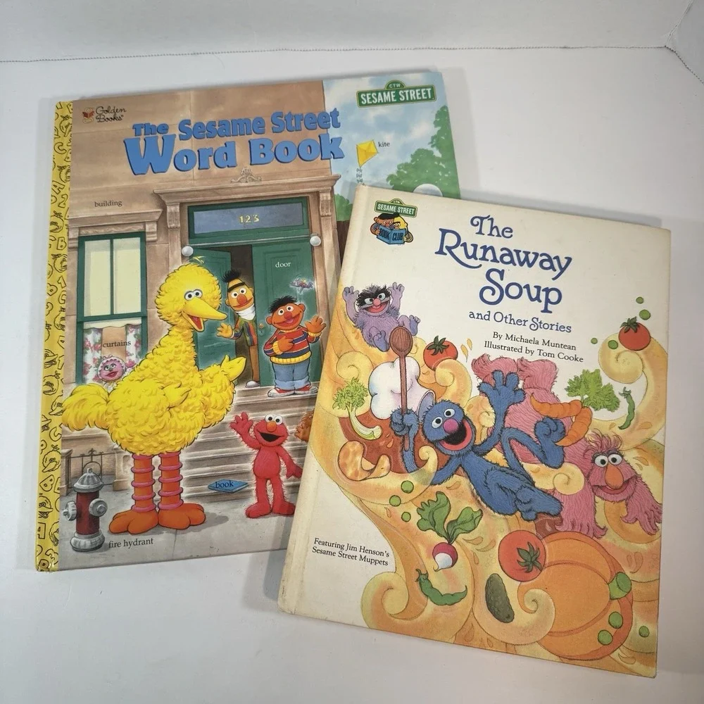 Sesame Street Hardcover Books Lot 2 Sesame Street Word‎ Book & The Runaway Soup